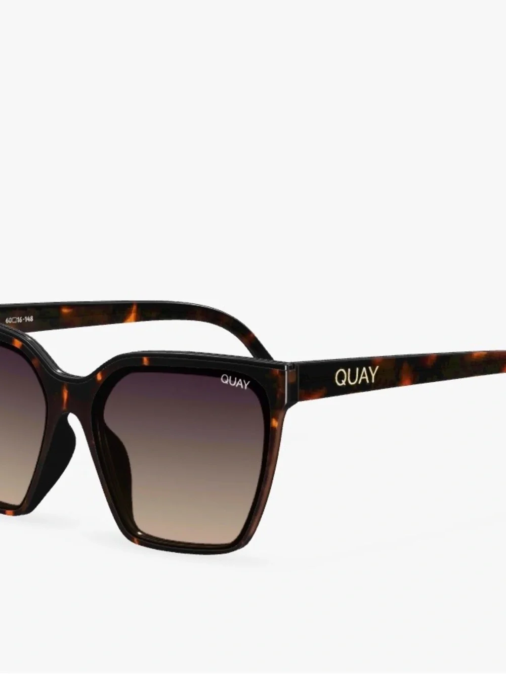 QUAY Level Up Square Sunglasses for Women - Tortoise/Smoke Taupe